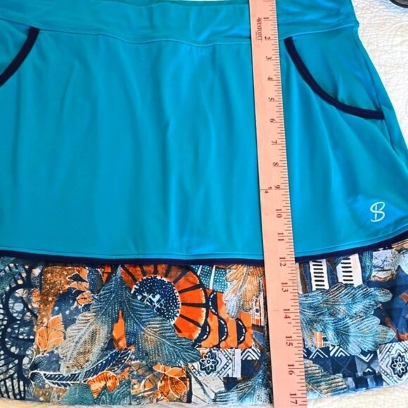 Sofibella Women's Activewear Skirt Skort Size Large Blue Orange Pockets Sporty - Picture 4 of 14